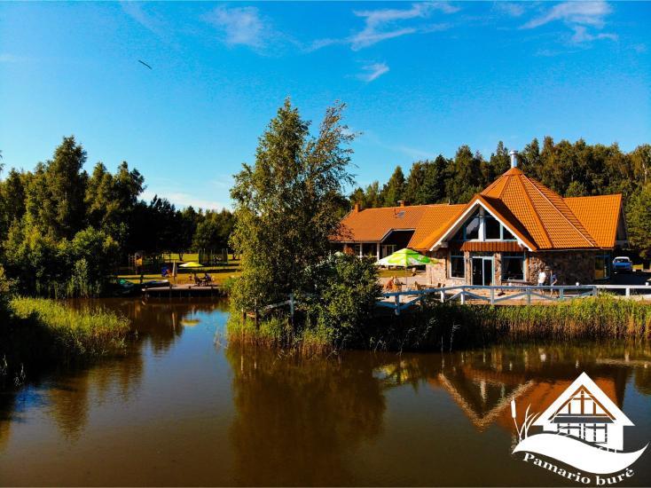 Seta - viesu nams PAMARIO BURĖ pie Kuršu lagūnas ar restorānu, saunu. Kempings.